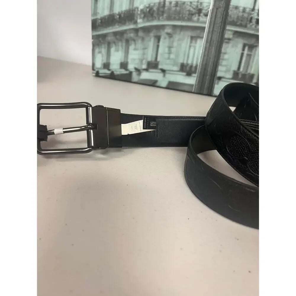 Coach F55157 Harness Buckle Black Reversible Belt Cut To Size 38mm - Picture 5 of 6